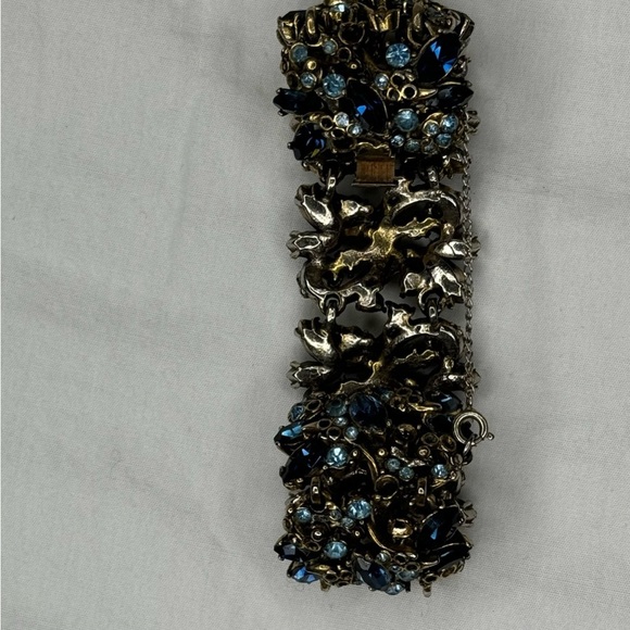 Vintage HOLLY CRAFT blue rhinestone bracelet 1952 great condition safety clasp - Picture 11 of 14